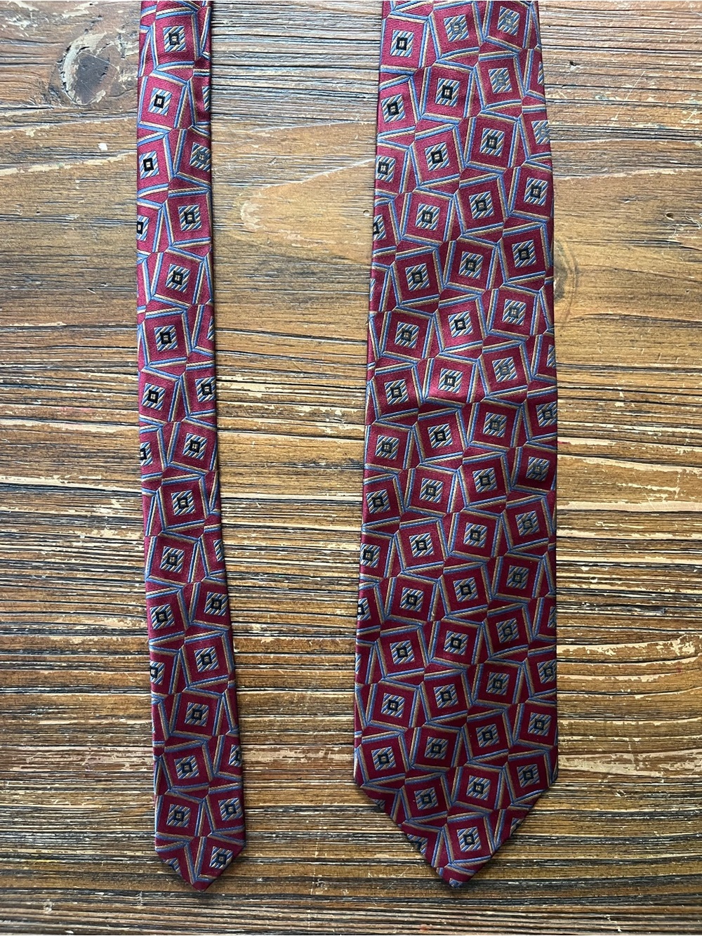Alexander Julian Burgundy Geometric Silk Tie